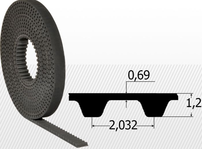 Curea MXL-019 (4.76 mm), metru liniar, neopren+insertie fibra de sticla, Concar