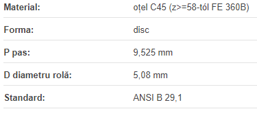 Roata disc pentru lant 06A-2 Z=38 ASA35