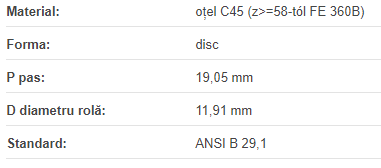 Roata disc pentru lant 12A-1 Z=14 ASA60