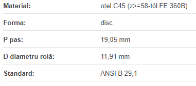 Roata disc pentru lant 12A-1 Z=13 ASA60