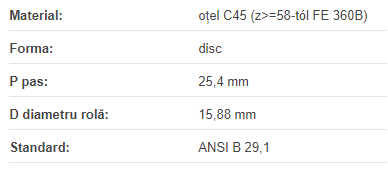 Roata disc pentru lant 16A-1 Z=11 ASA80