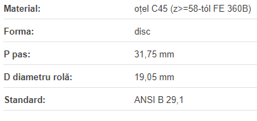 Roata disc pentru lant 20A-1 Z=25 ASA100