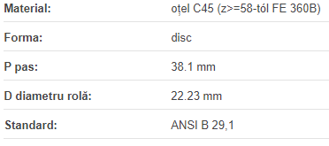 Roata disc pentru lant 24A-1 Z=25 ASA120