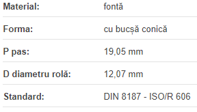 Roata de lant 12B-2 Z=57 BC3020, fonta