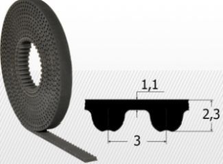Curea HTD 3M-12 MM, metru liniar neopren+insertie din fibra de sticla, Gates